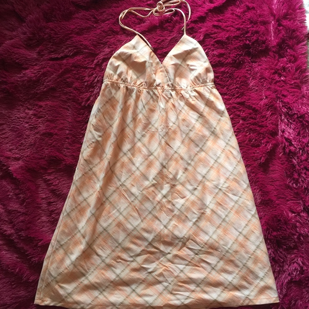 Drama Gold halter midi dress